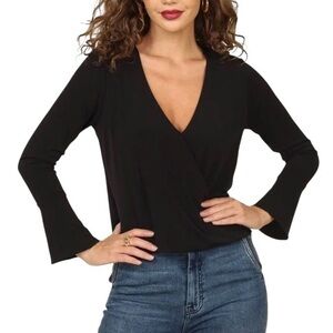 Veronica M Surplice Bell Sleeve Top Size XL